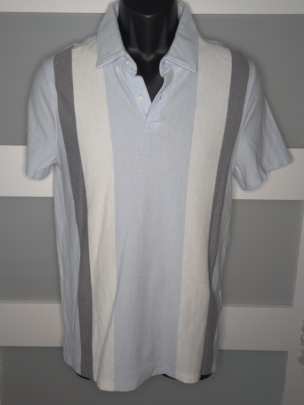Express Light Blue Stripe Polo Shirt